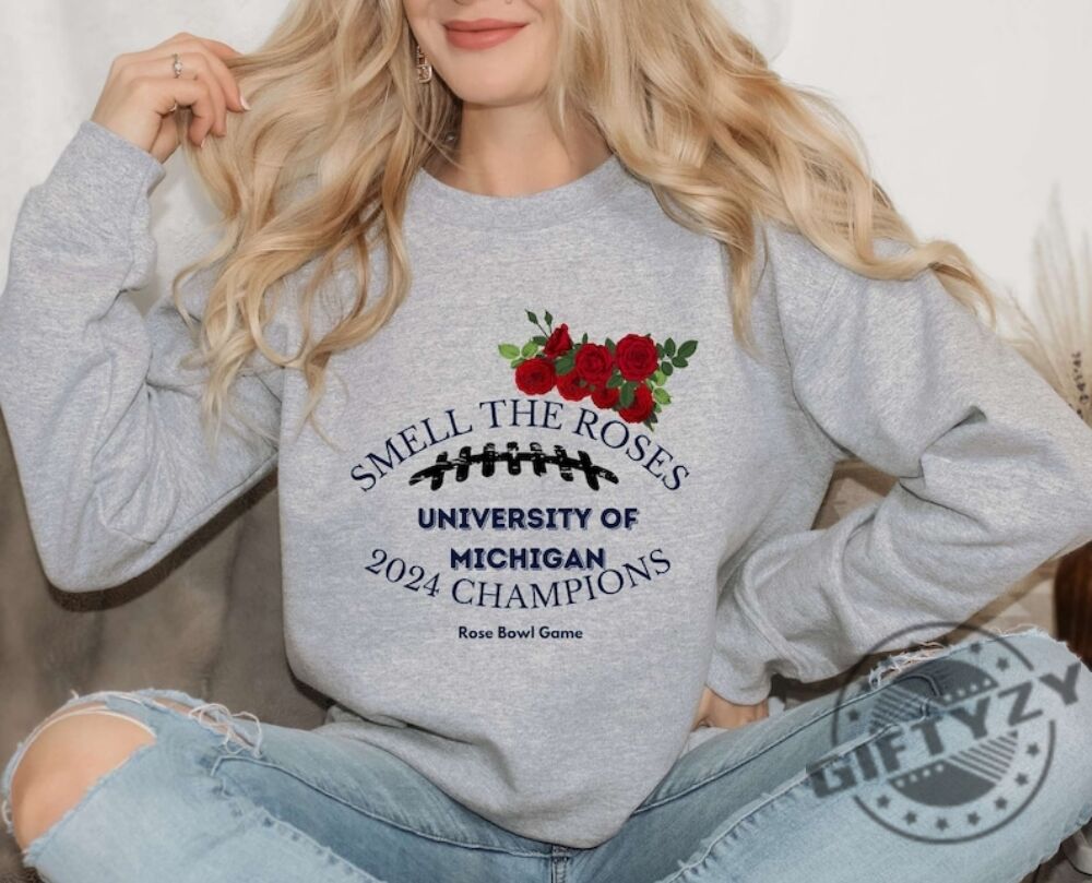 2024 Michigan Rose Bowl Champs Shirt Ncaa Usa Made Hoodie Go Blue Fan Spirit Sweatshirt Wolverines Collegiate Tshirt Football Fan Gift giftyzy 1